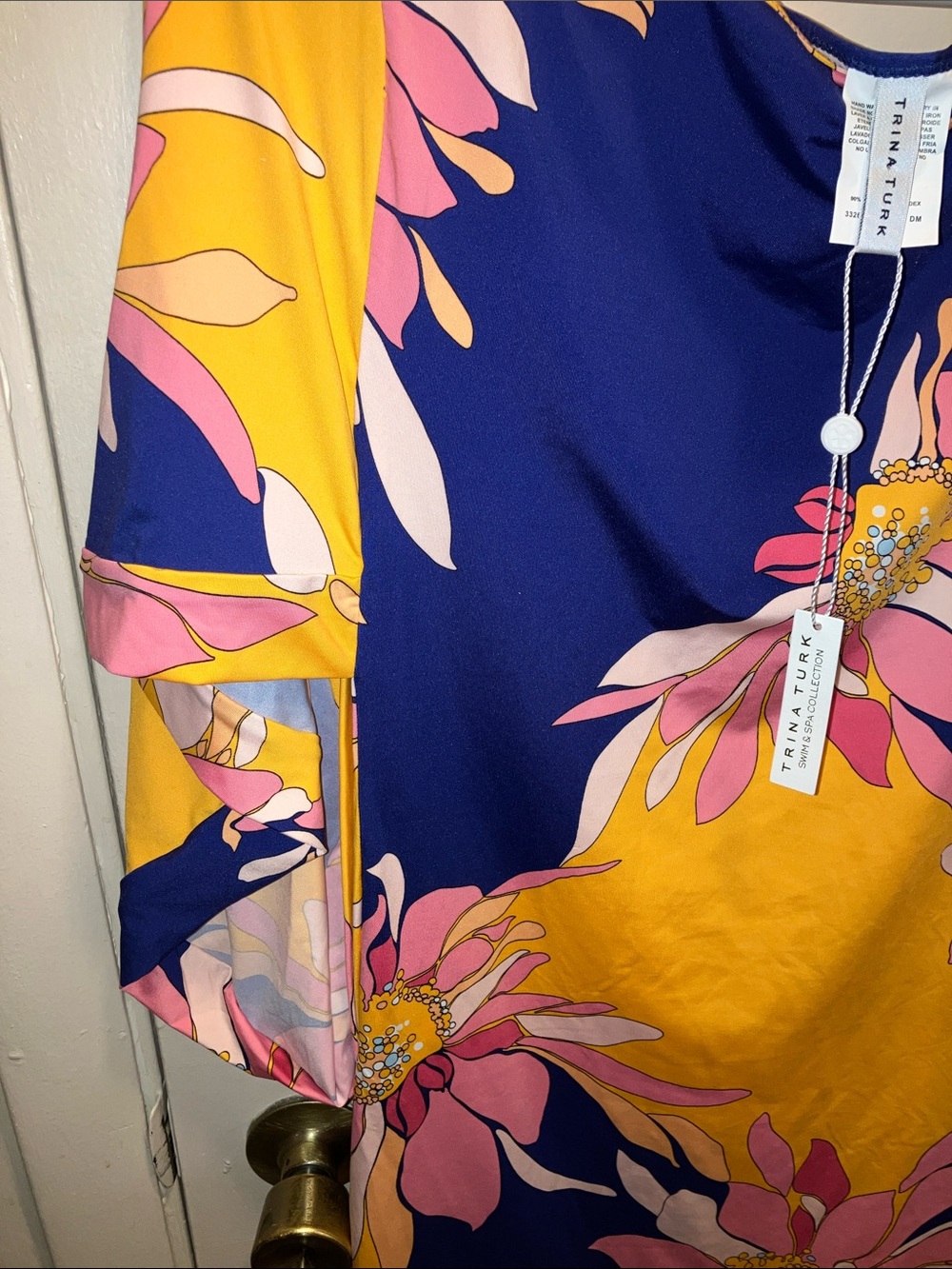 Trina Turk Navy, Mustard & Pink Floral Tunic Top Or Mini Dress Small New - Picture 3 of 3